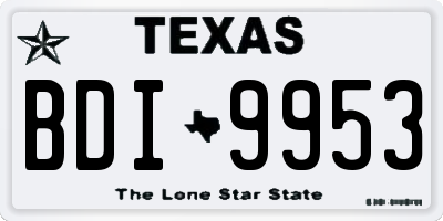 TX license plate BDI9953