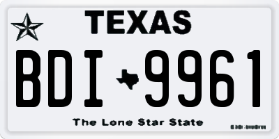 TX license plate BDI9961