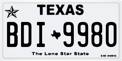 TX license plate BDI9980