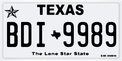 TX license plate BDI9989