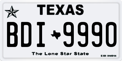 TX license plate BDI9990
