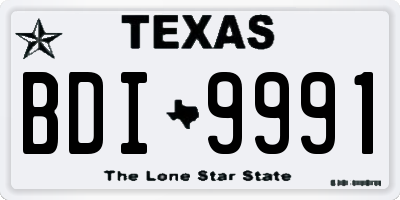 TX license plate BDI9991