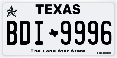 TX license plate BDI9996