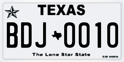 TX license plate BDJ0010