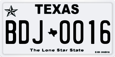 TX license plate BDJ0016