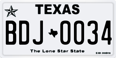 TX license plate BDJ0034
