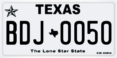 TX license plate BDJ0050