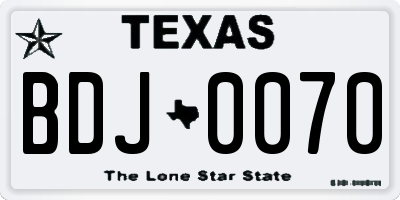 TX license plate BDJ0070