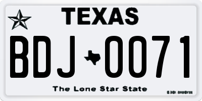 TX license plate BDJ0071