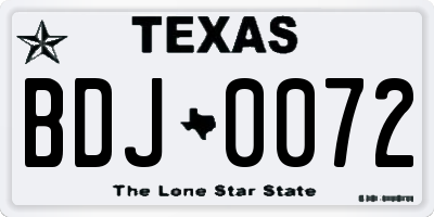 TX license plate BDJ0072
