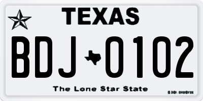 TX license plate BDJ0102