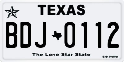 TX license plate BDJ0112