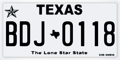 TX license plate BDJ0118