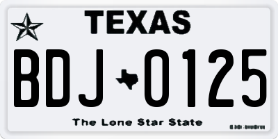 TX license plate BDJ0125