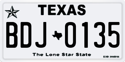 TX license plate BDJ0135