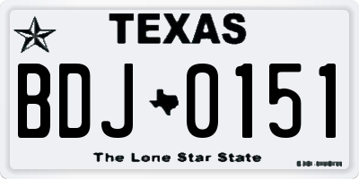 TX license plate BDJ0151