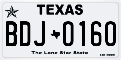 TX license plate BDJ0160