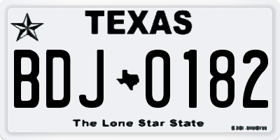 TX license plate BDJ0182