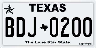 TX license plate BDJ0200