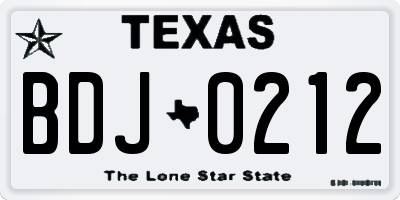 TX license plate BDJ0212
