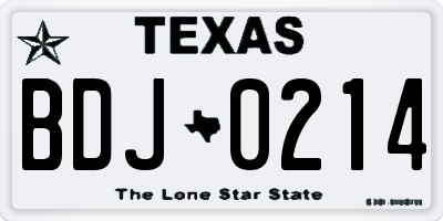 TX license plate BDJ0214