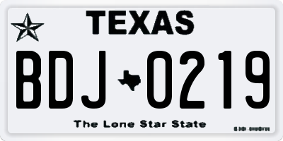 TX license plate BDJ0219