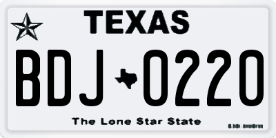 TX license plate BDJ0220