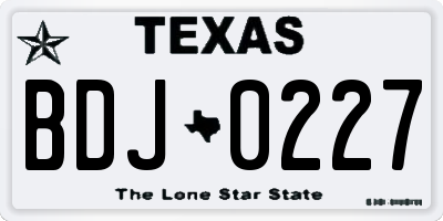 TX license plate BDJ0227