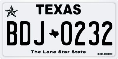 TX license plate BDJ0232