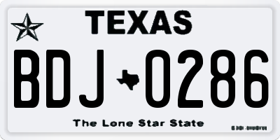 TX license plate BDJ0286