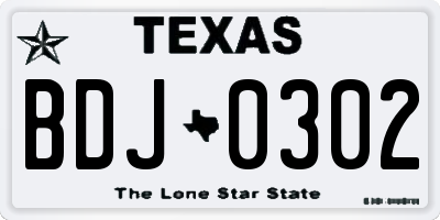 TX license plate BDJ0302