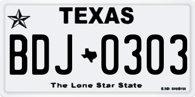 TX license plate BDJ0303