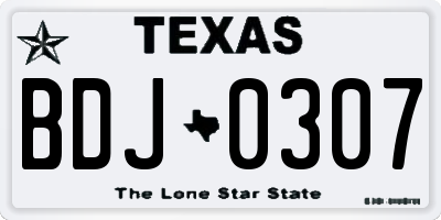 TX license plate BDJ0307