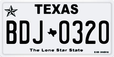 TX license plate BDJ0320