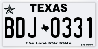 TX license plate BDJ0331