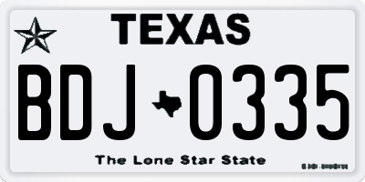 TX license plate BDJ0335