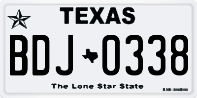 TX license plate BDJ0338