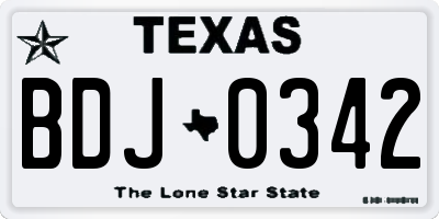 TX license plate BDJ0342