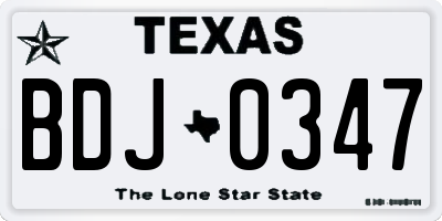 TX license plate BDJ0347