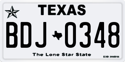 TX license plate BDJ0348