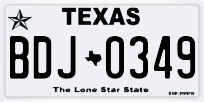 TX license plate BDJ0349