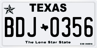 TX license plate BDJ0356