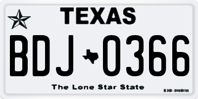 TX license plate BDJ0366