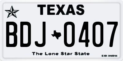 TX license plate BDJ0407