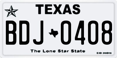 TX license plate BDJ0408