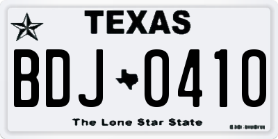TX license plate BDJ0410