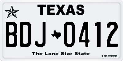 TX license plate BDJ0412