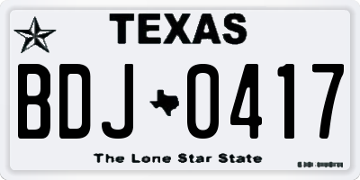 TX license plate BDJ0417