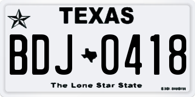 TX license plate BDJ0418