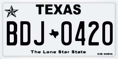 TX license plate BDJ0420